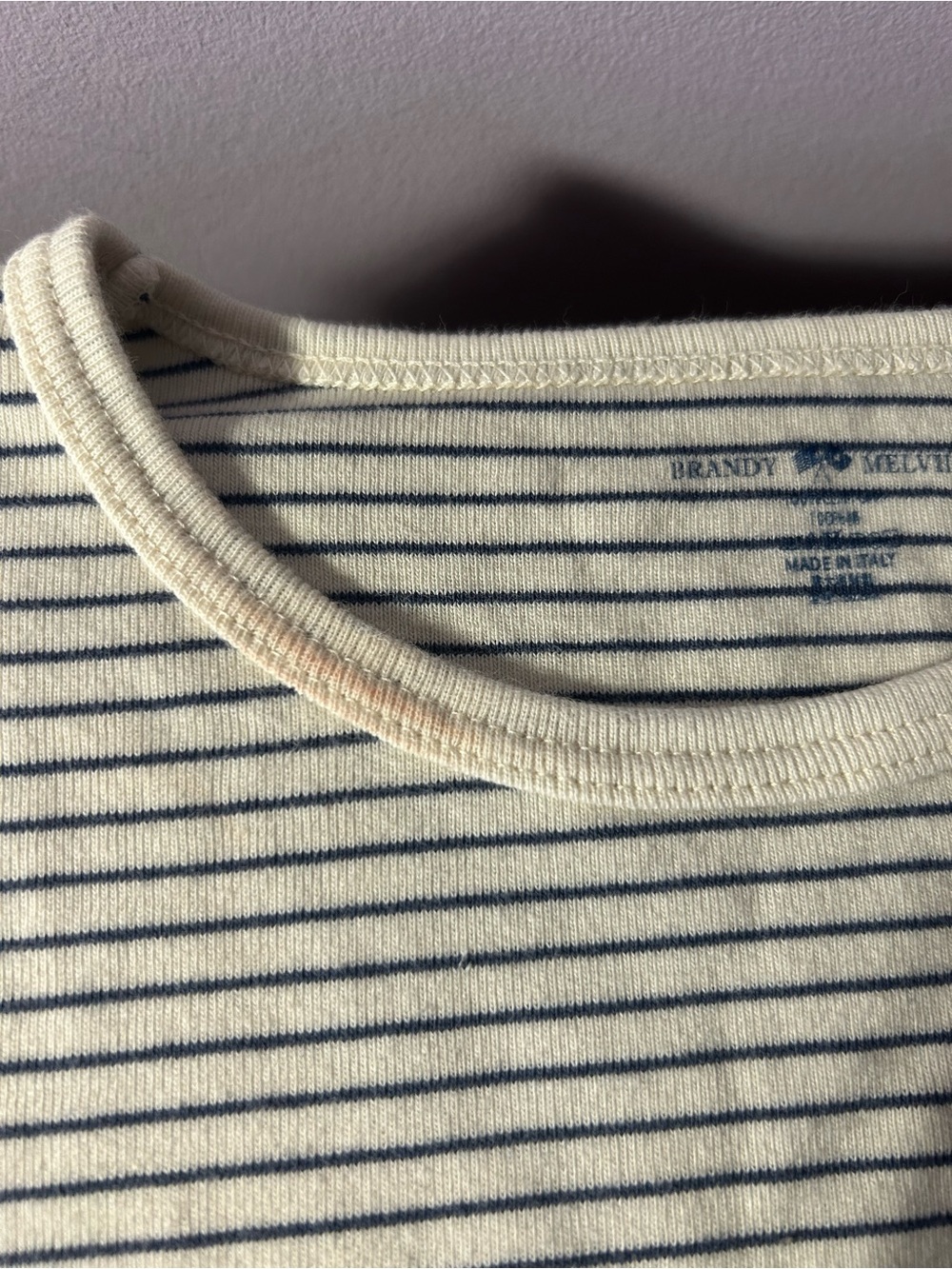 🧘‍♀️🌸Brandy Melville Striped Cream and Navy Knit Top - Picture 7 of 7